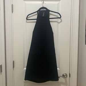 ALC Black midi dress with silk back drape, Size 6